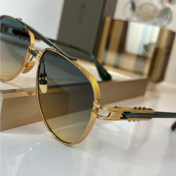 DITA Gold Aviator Sunglasses with Gradient Lenses